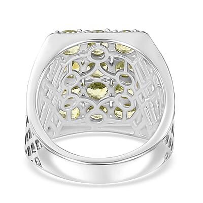 Peridot Men's Ring in Platinum Over Sterling Silver (Size 10.0) 3.65 ctw