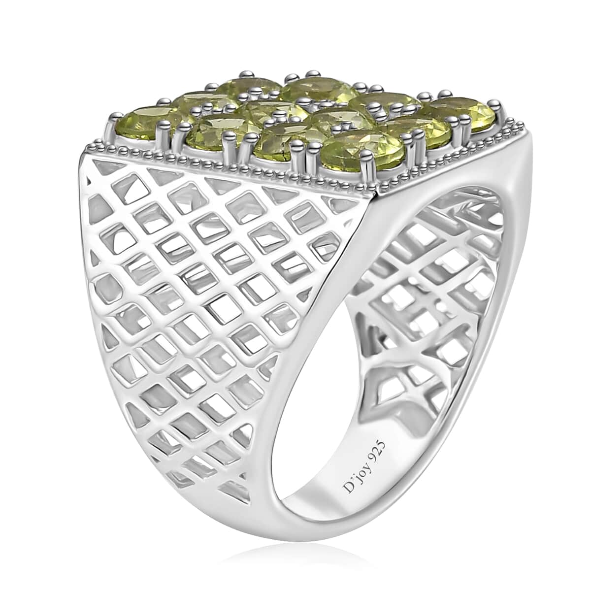 Peridot Men's Ring in Platinum Over Sterling Silver (Size 11.0) 3.65 ctw image number 3