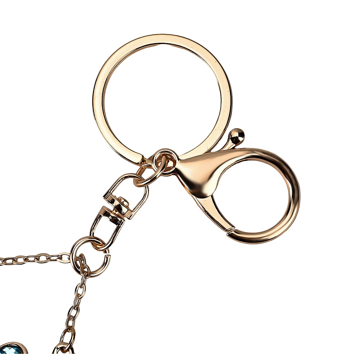 Set of 3 Sparkling Rhinestone Peacock Keychain in Goldtone image number 3