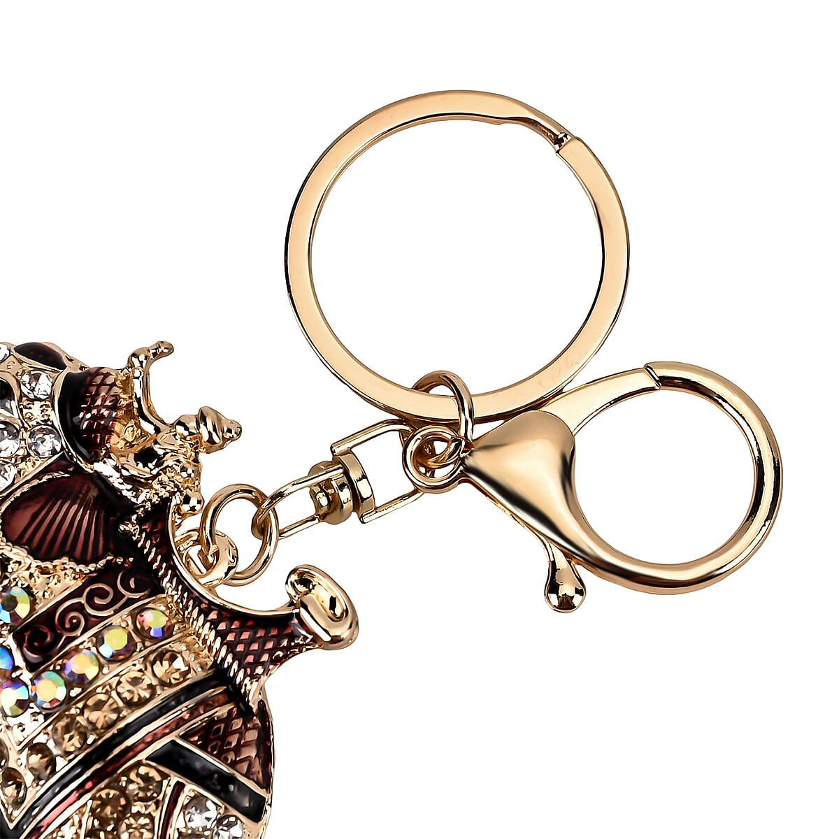 Set of 3 Sparkling Rhinestone Elephant Keychain in Goldtone image number 3