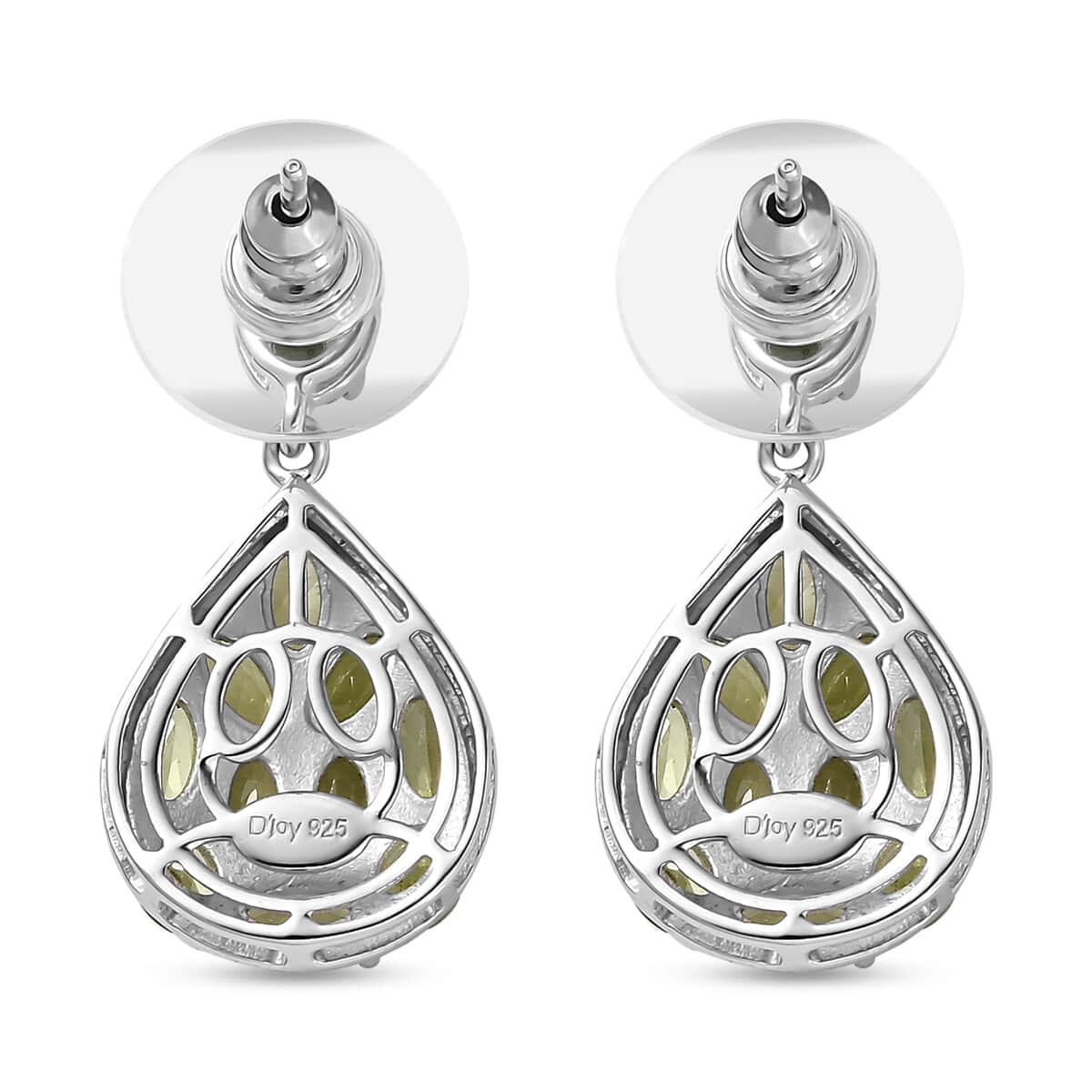 Peridot Dangling Earrings in Platinum Over Sterling Silver 6.15 ctw image number 4