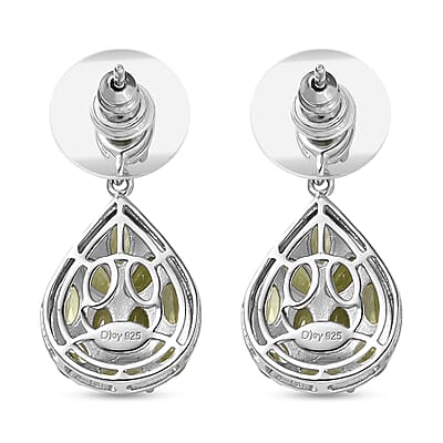 Peridot Dangling Earrings in Platinum Over Sterling Silver 6.15 ctw