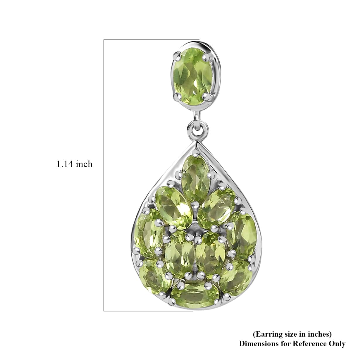 Peridot Dangling Earrings in Platinum Over Sterling Silver 6.15 ctw image number 5