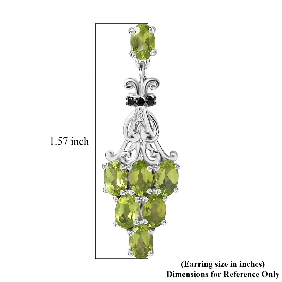 Peridot and Thai Black Spinel Dangling Earrings in Platinum Over Sterling Silver (Del. in 10-12 Days) 6.70 ctw image number 5