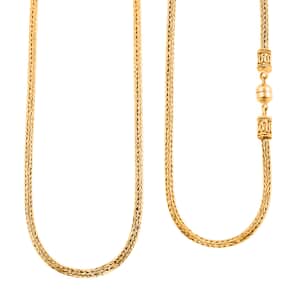 18K Yellow Gold 2.5mm Tulang Naga Chain Necklace with Magnetic Lock 18 Inches 13.75 Grams