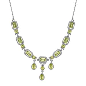 Peridot Necklace 18-20 Inches in Platinum Over Sterling Silver 7.80 ctw