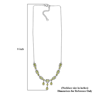 Peridot Necklace 18-20 Inches in Platinum Over Sterling Silver 7.80 ctw