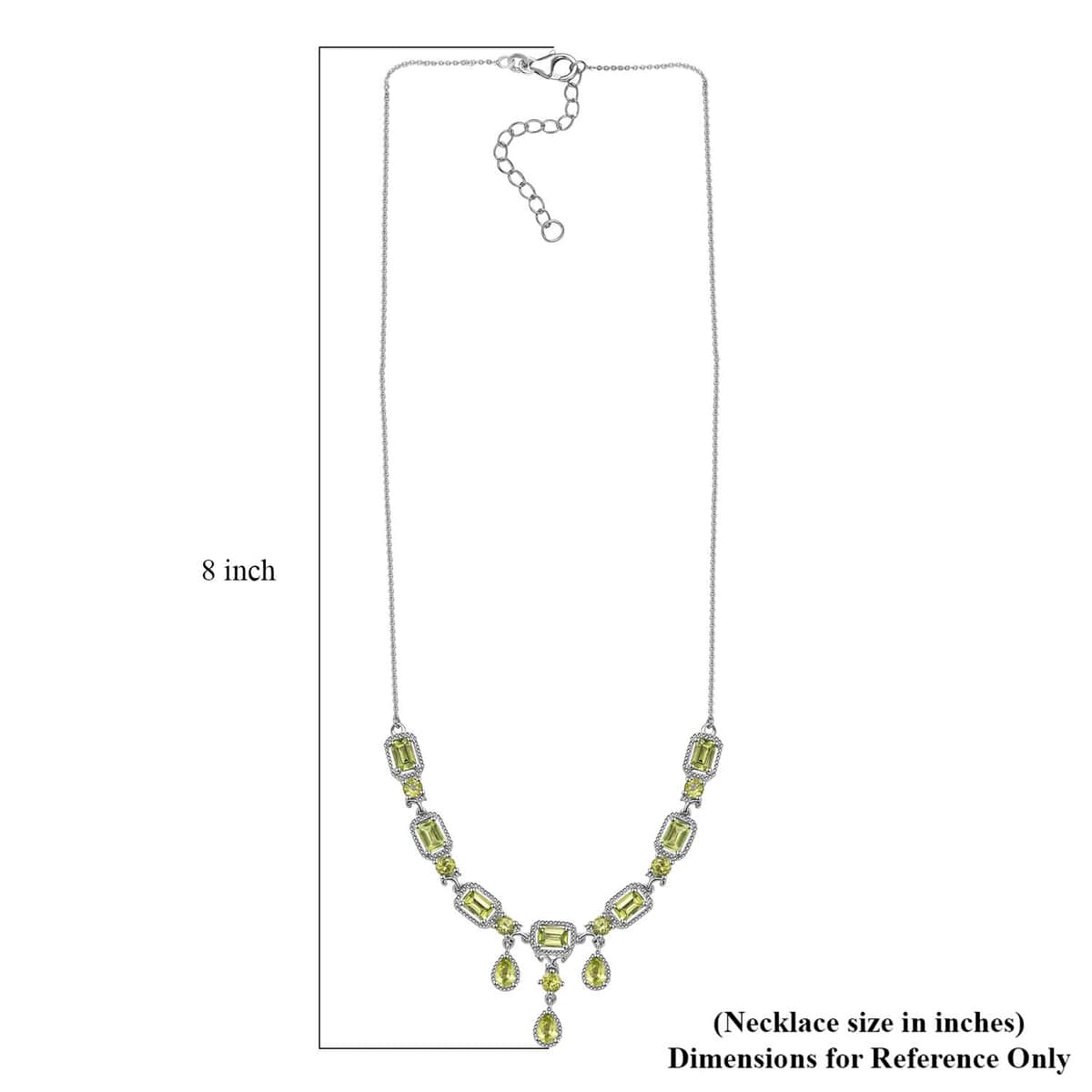 Peridot Necklace 18-20 Inches in Platinum Over Sterling Silver 7.80 ctw image number 4