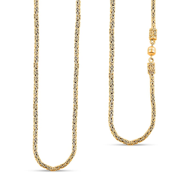 18K Yellow Gold 2.5mm Borobudur Chain Necklace with Magnetic Lock 18 Inches 17.40 Grams