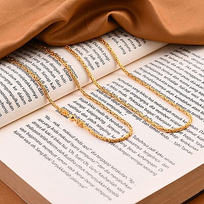 18K Yellow Gold 2.5mm Borobudur Chain Necklace with Magnetic Lock 18 Inches 17.40 Grams