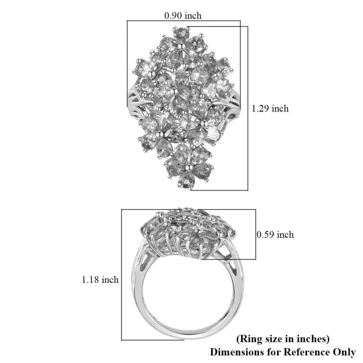 Peridot Floral Ring in Platinum Over Sterling Silver (Size 10.0) (Del. in 10-12 Days) 6.25 ctw image number 5