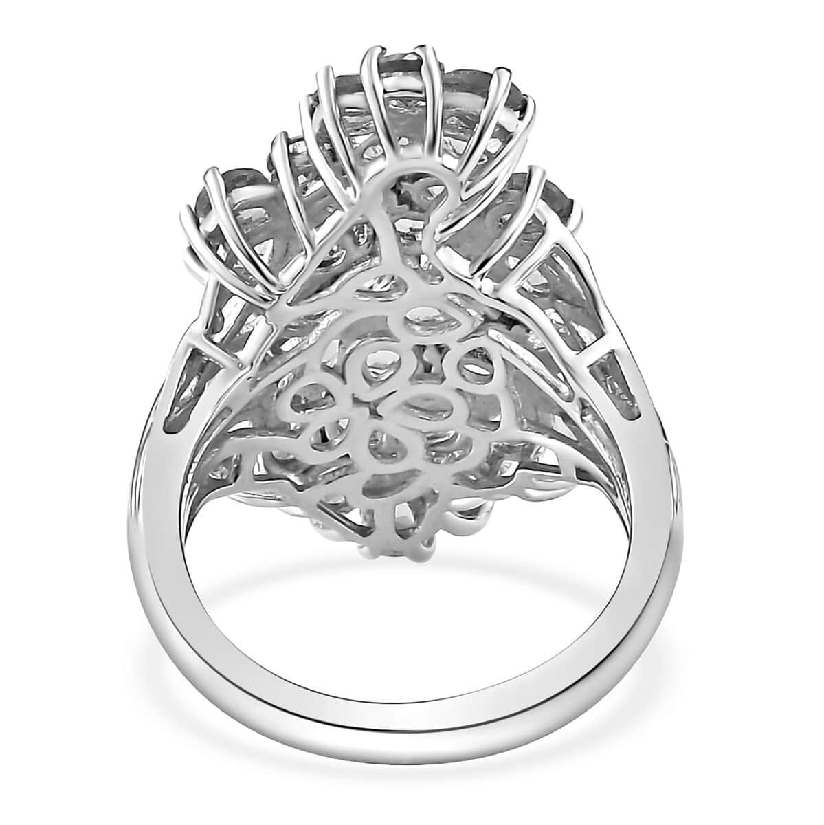Peridot Floral Ring in Platinum Over Sterling Silver (Size 5.0) 5.25 ctw image number 4