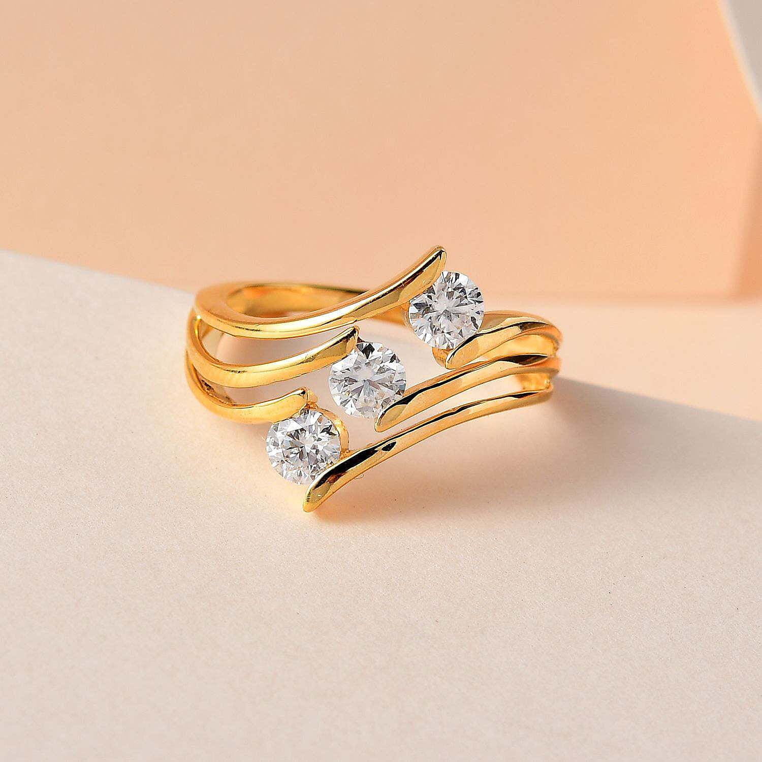 Moissanite 0.65 ctw Ring in Vermeil Yellow Gold Over Sterling Silver (Size 10.0)