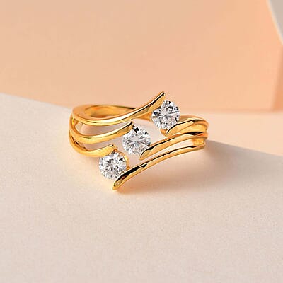 Moissanite 0.65 ctw Ring in Vermeil Yellow Gold Over Sterling Silver (Size 10.0)