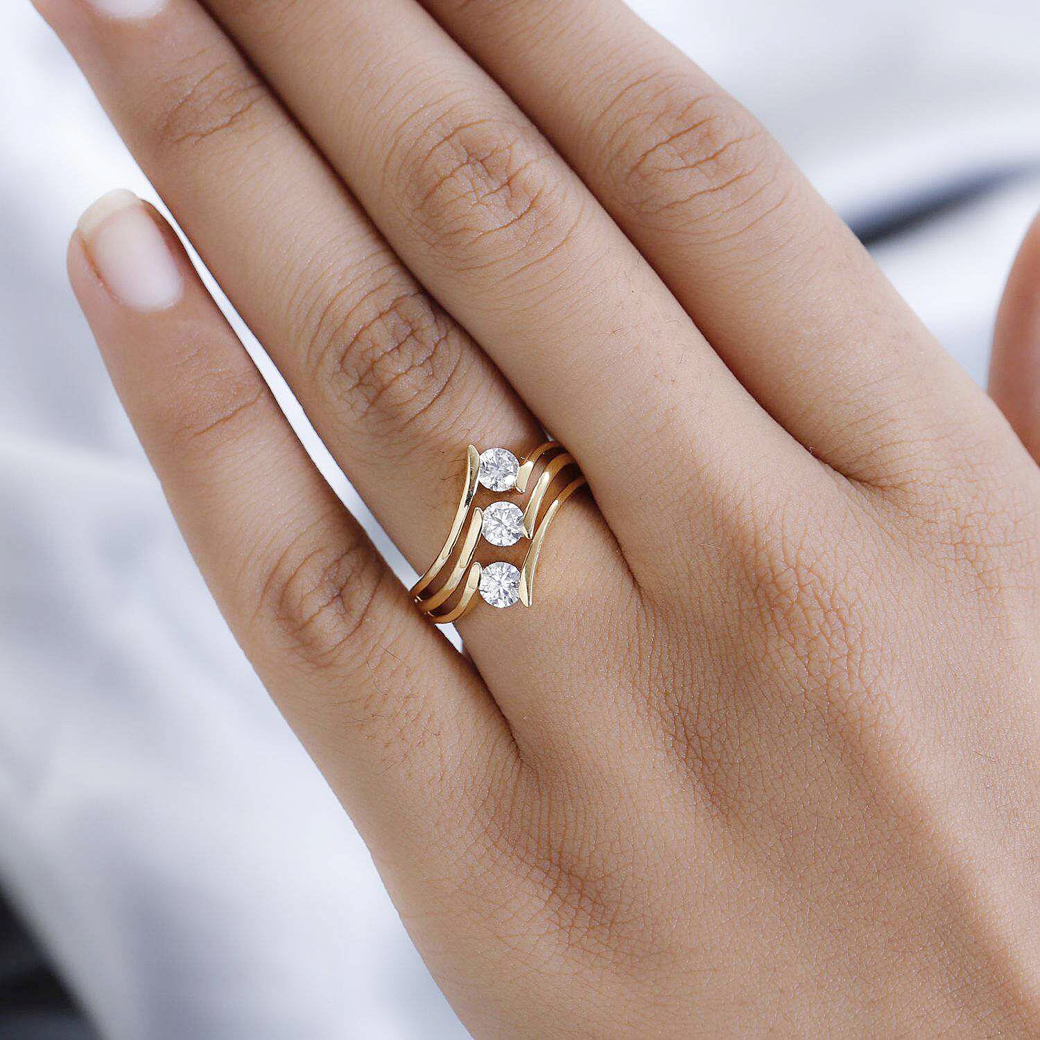Moissanite 0.65 ctw Ring in Vermeil Yellow Gold Over Sterling Silver (Size 10.0)