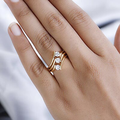 Moissanite 0.65 ctw Ring in Vermeil Yellow Gold Over Sterling Silver (Size 10.0)