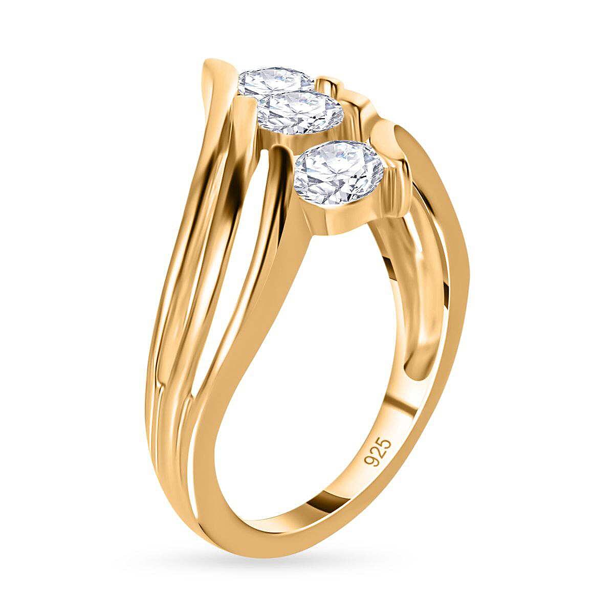 Moissanite 0.65 ctw Ring in Vermeil Yellow Gold Over Sterling Silver (Size 10.0)