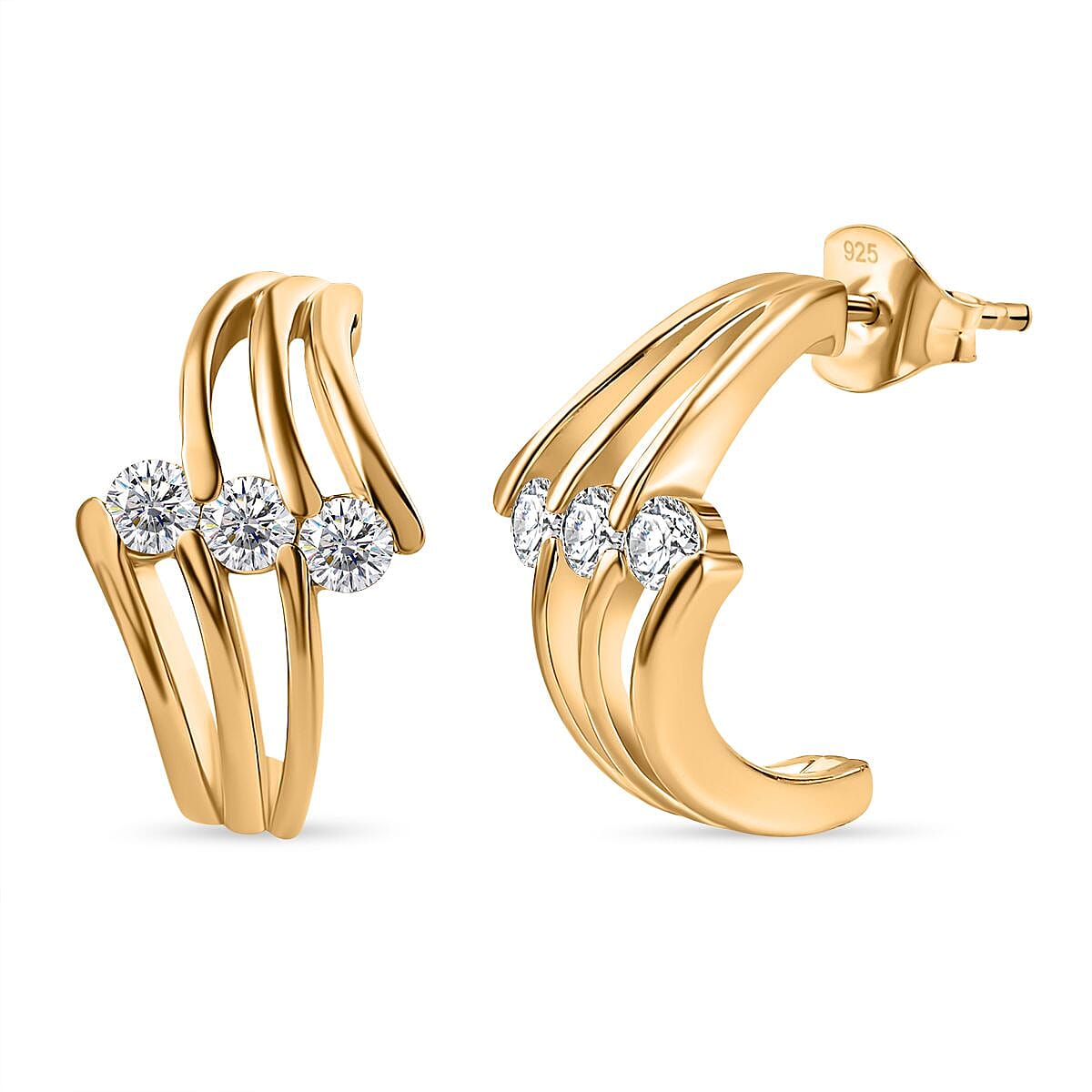 Moissanite 0.60 ctw Earrings in Vermeil Yellow Gold Over Sterling Silver