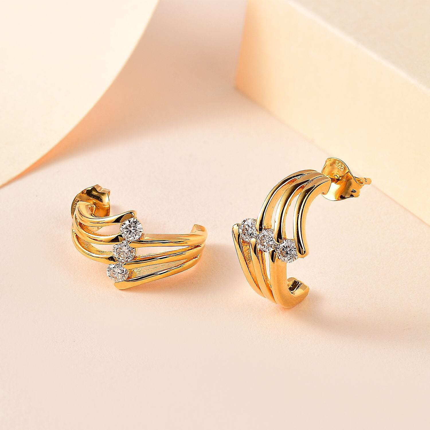 Moissanite 0.60 ctw Earrings in Vermeil Yellow Gold Over Sterling Silver