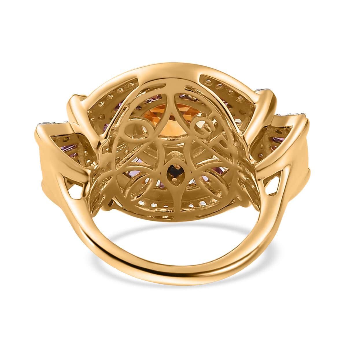 GP Royal Art Deco Collection Premium Brazilian Citrine and Multi Gemstone Ring in Vermeil Yellow Gold Over Sterling Silver (Size 5.0) 4.00 ctw image number 4
