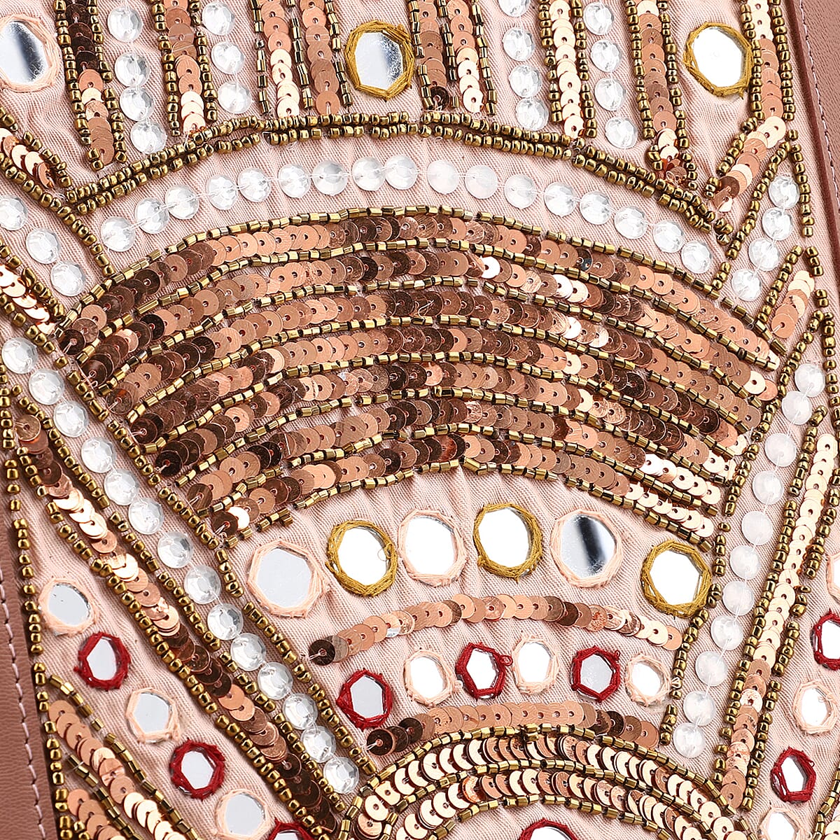 Light Pink Genuine Leather Embellished Crossbody Sling Bag image number 4