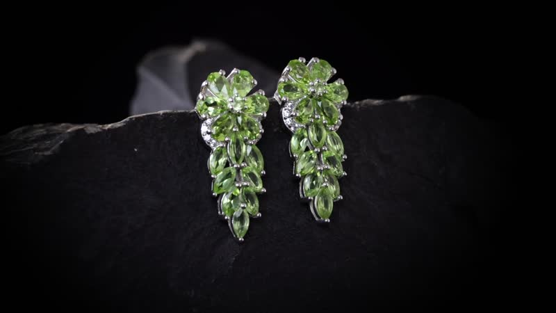 Peridot and White Zircon Earrings in Platinum Over Sterling Silver 5.40 ctw