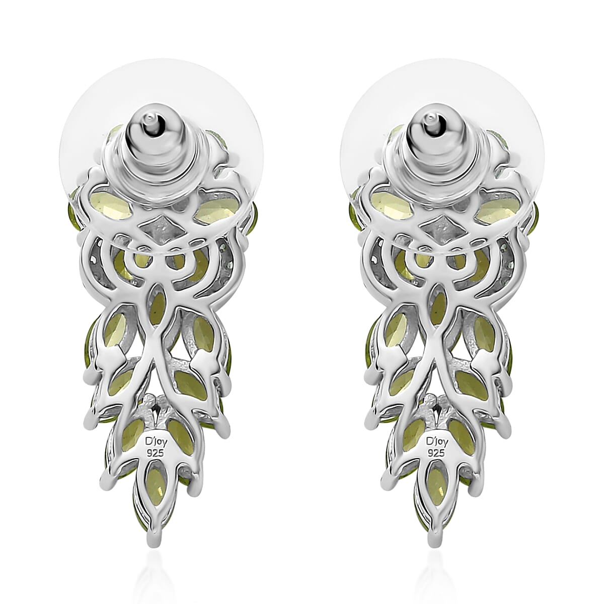 Peridot and White Zircon Earrings in Platinum Over Sterling Silver 5.40 ctw
