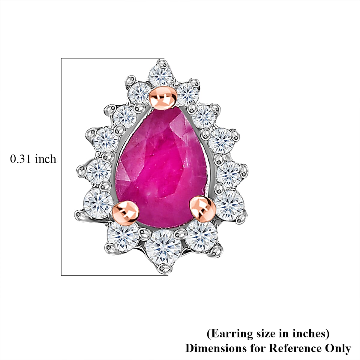 Montepuez Ruby and White Zircon Sunburst Stud Earrings in Vermeil Rose Gold Over Sterling Silver 0.60 ctw