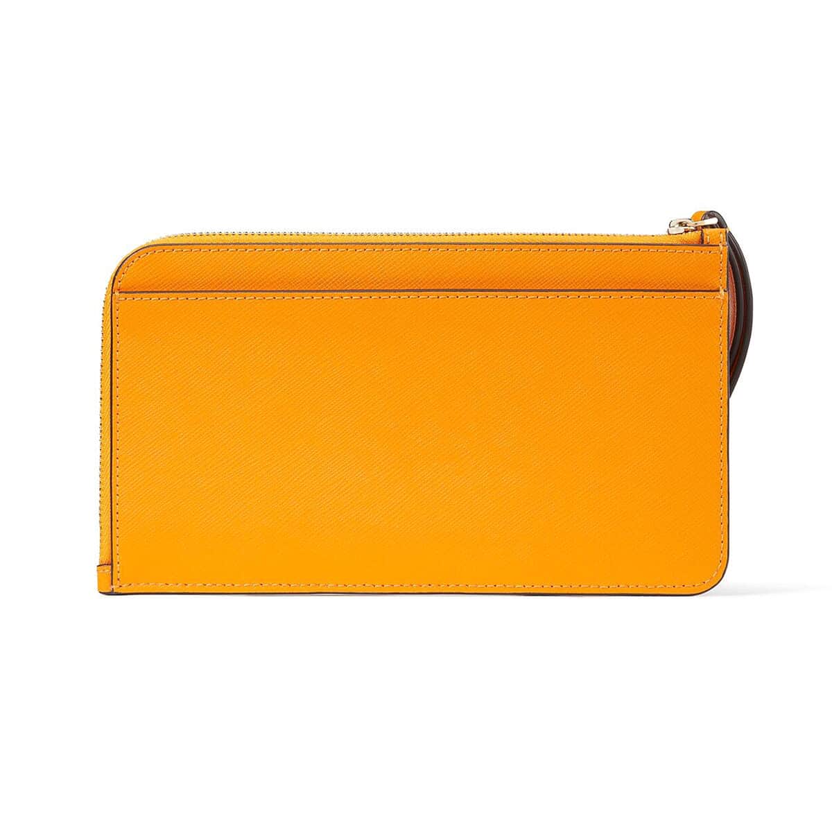 Kate Spade Orange Lucy Saffiano Leather Medium L-zip Wristlet (8"x.25"x4.6") image number 1