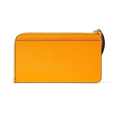 Kate Spade Orange Lucy Saffiano Leather Medium L-zip Wristlet