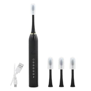 Total Vision Black Rechargeable Toothbrush with 4 Heads (Ships in 8-10 Business Days)