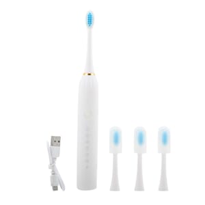 Closeout Total Vision White Rechargeable Toothbrush with 4 Heads