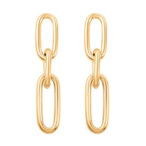 Italian 14K Yellow Gold Over Sterling Silver Paper Clip 3 Row Drop Statement Earrings 10.90 Grams