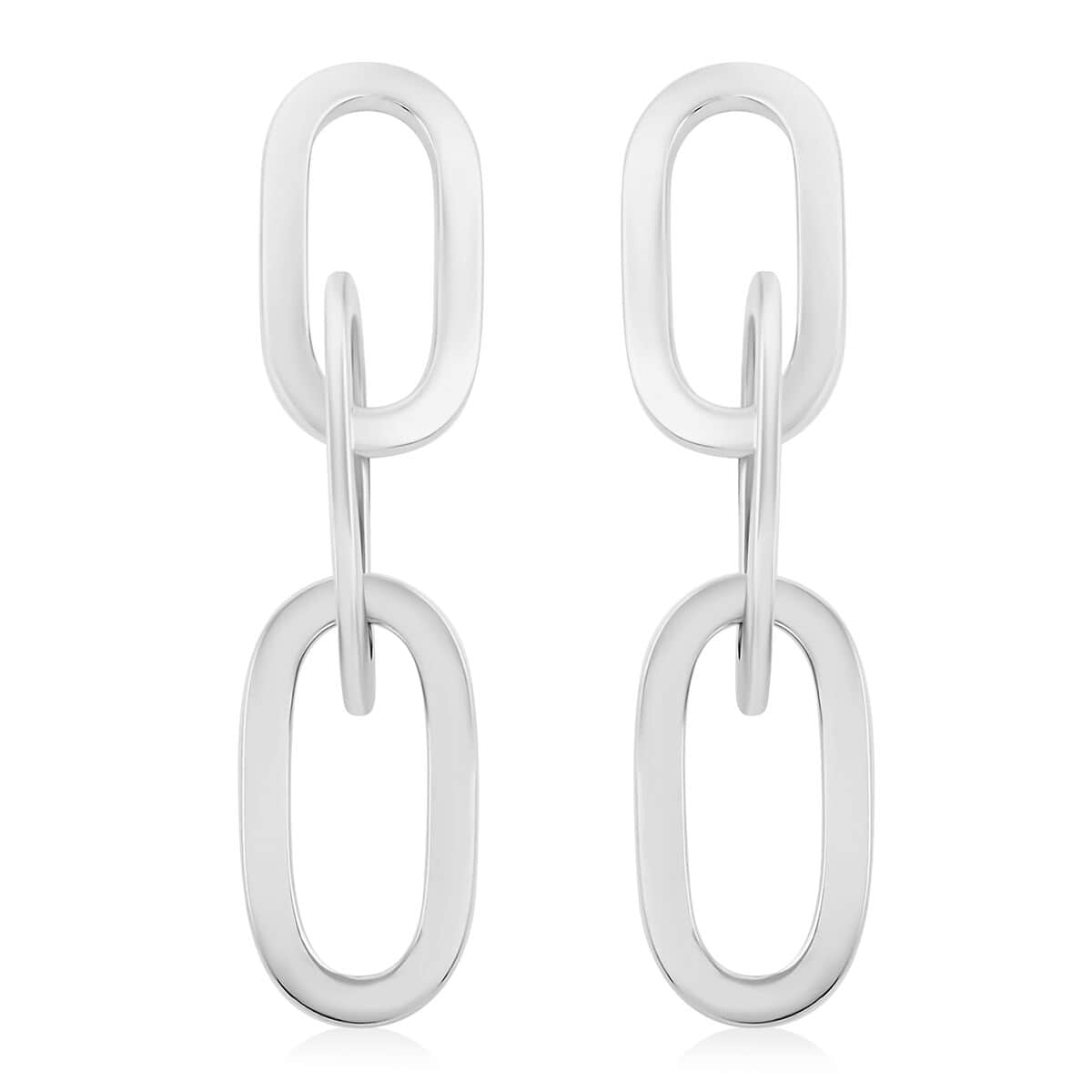 Italian Sterling Silver Paper Clip 3 Row Drop Statement Earrings 19.10 Grams image number 0