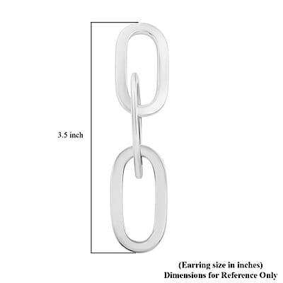 Italian Sterling Silver Paper Clip 3 Row Drop Statement Earrings 19.10 Grams
