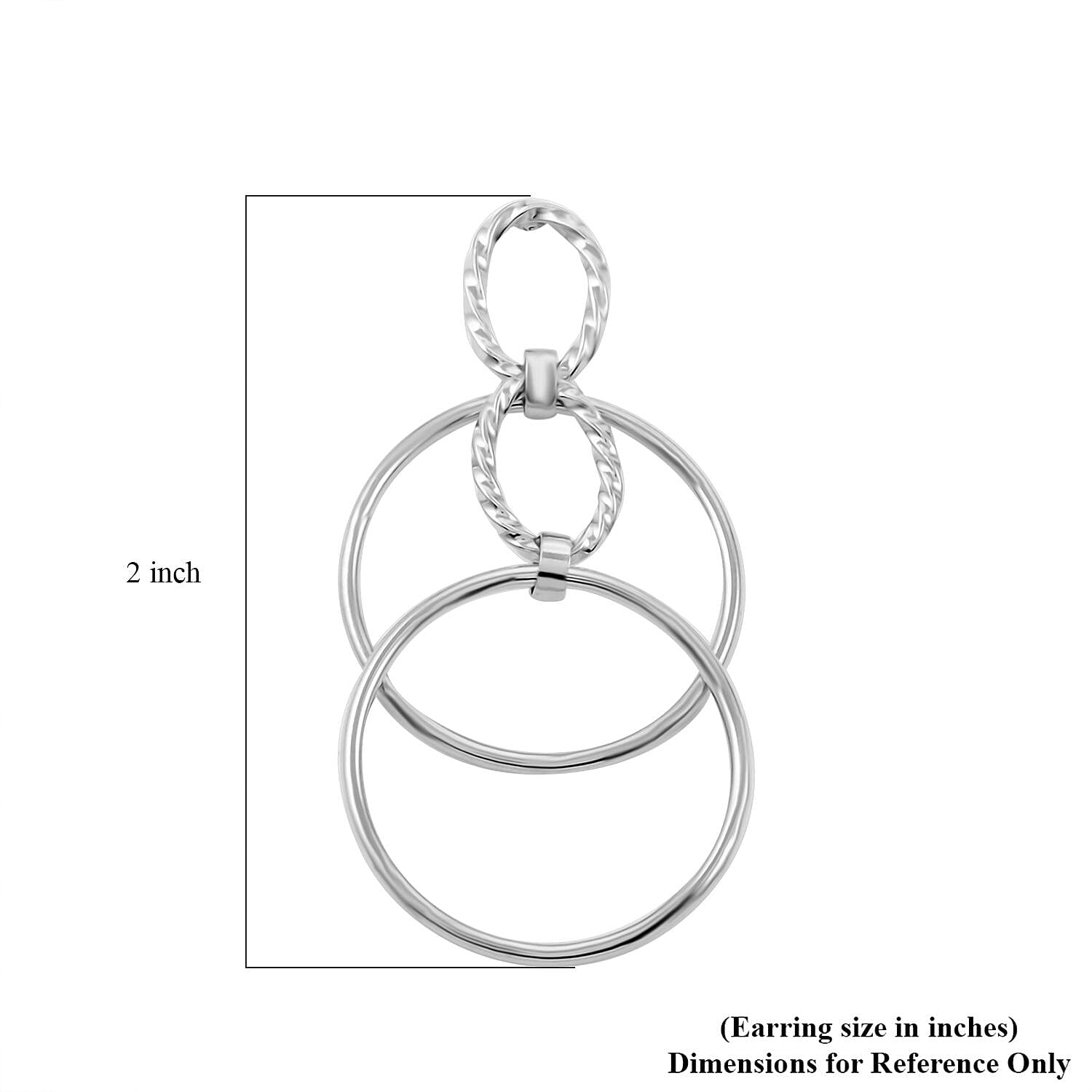 Italian Sterling Silver Circle Drop Interlocked Statement Earrings 7.50 Grams