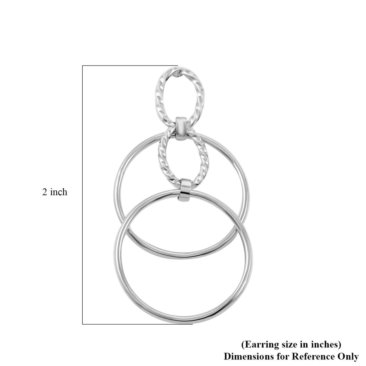 Italian Sterling Silver Circle Drop Interlocked Statement Earrings 7.50 Grams image number 4