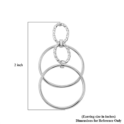 Italian Sterling Silver Circle Drop Interlocked Statement Earrings 7.50 Grams
