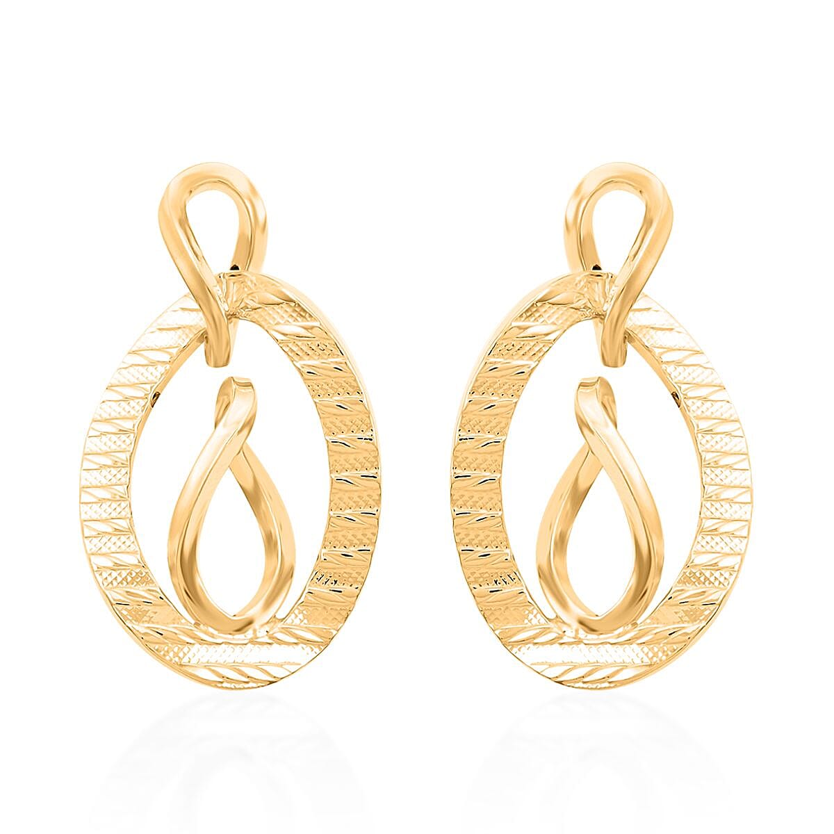 Italian 14K Yellow Gold Over Sterling Silver Infinity Double Hoop Statement Earrings 6.60 Grams