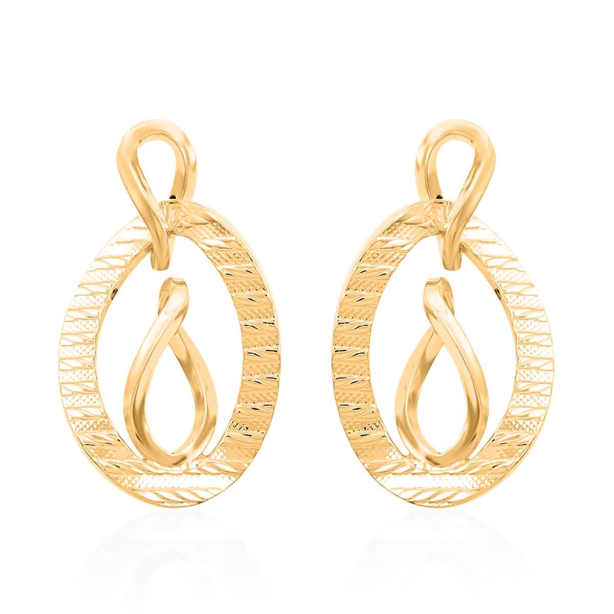 Italian 14K Yellow Gold Over Sterling Silver Infinity Double Hoop Statement Earrings 6.60 Grams image number 0