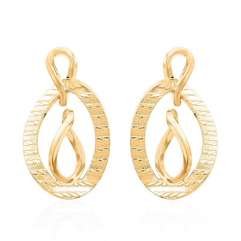 Italian 14K Yellow Gold Over Sterling Silver Infinity Double Hoop Statement Earrings 6.60 Grams