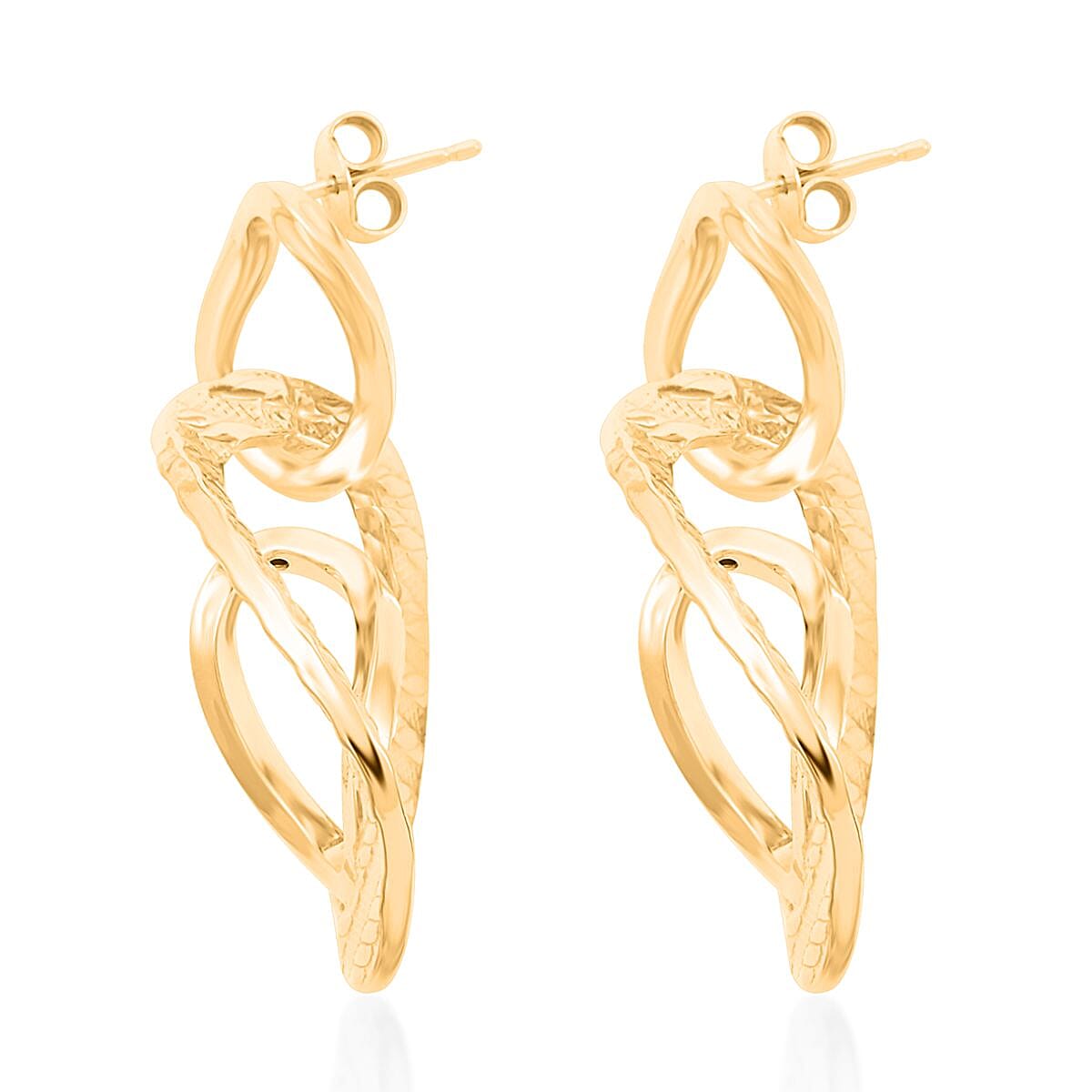 Italian 14K Yellow Gold Over Sterling Silver Infinity Double Hoop Statement Earrings 6.60 Grams