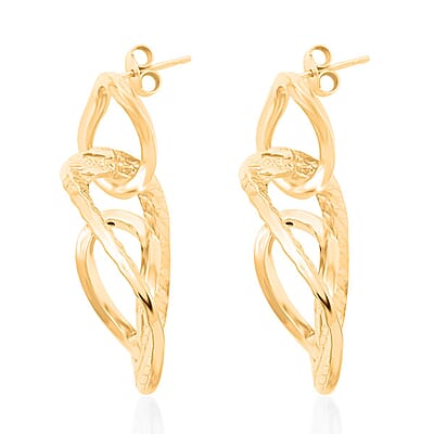 Italian 14K Yellow Gold Over Sterling Silver Infinity Double Hoop Statement Earrings 6.60 Grams