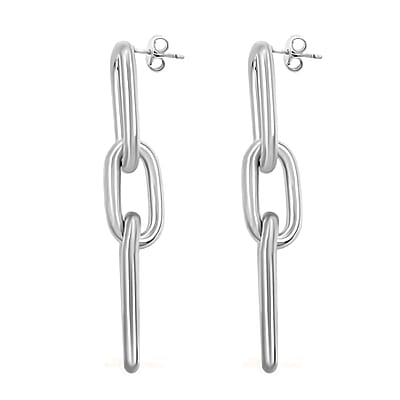 Italian Sterling Silver Paper Clip 3 Row Drop Statement Earrings 11.10 Grams