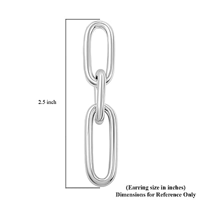 Italian Sterling Silver Paper Clip 3 Row Drop Statement Earrings 11.10 Grams