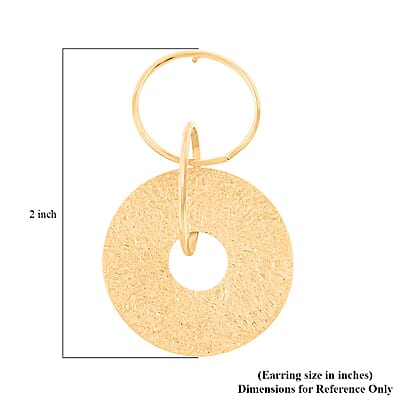 Italian 14K Yellow Gold Over Sterling Silver Triple Circle Medallion Interlocked Drop Statement Earrings 10 Grams