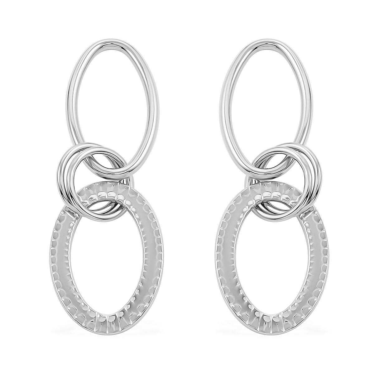 Italian Sterling Silver Triple Tear Drop Interlocked Drop Statement Earrings 12.40 Grams
