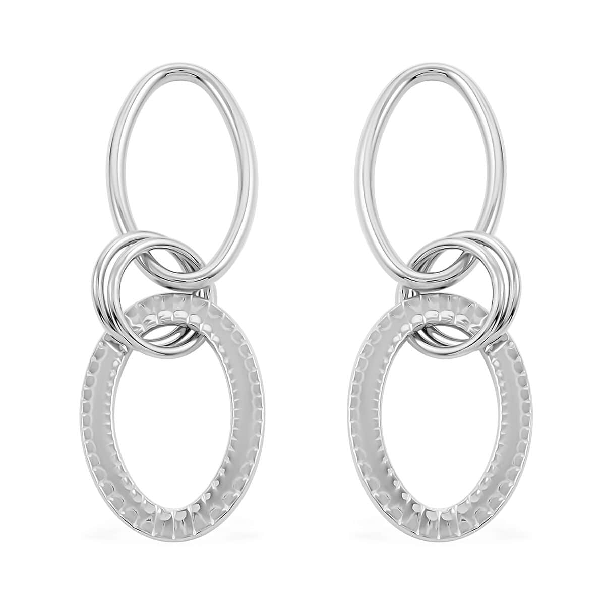 Italian Sterling Silver Triple Tear Drop Interlocked Drop Statement Earrings 12.40 Grams image number 0