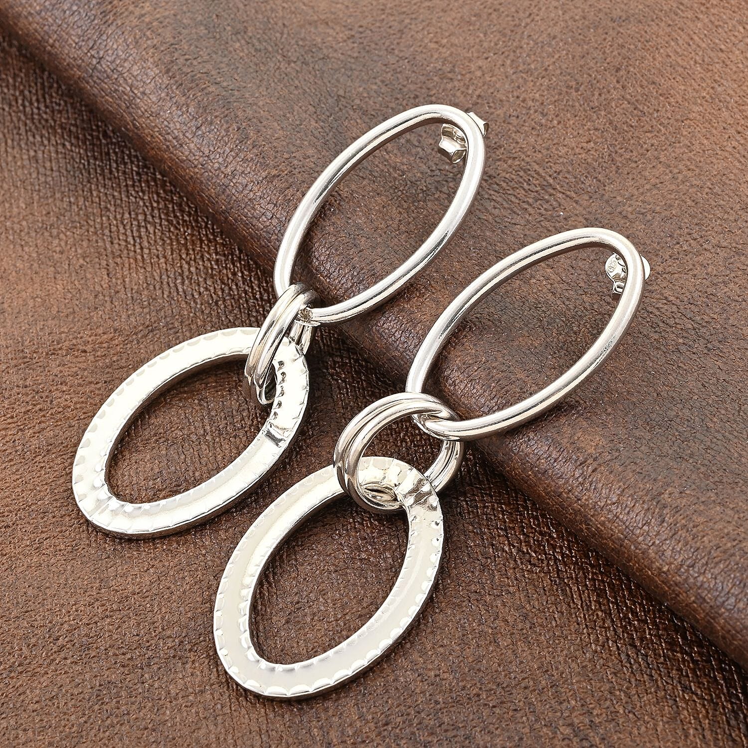 Italian Sterling Silver Triple Tear Drop Interlocked Drop Statement Earrings 12.40 Grams