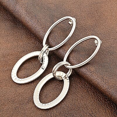 Italian Sterling Silver Triple Tear Drop Interlocked Drop Statement Earrings 12.40 Grams